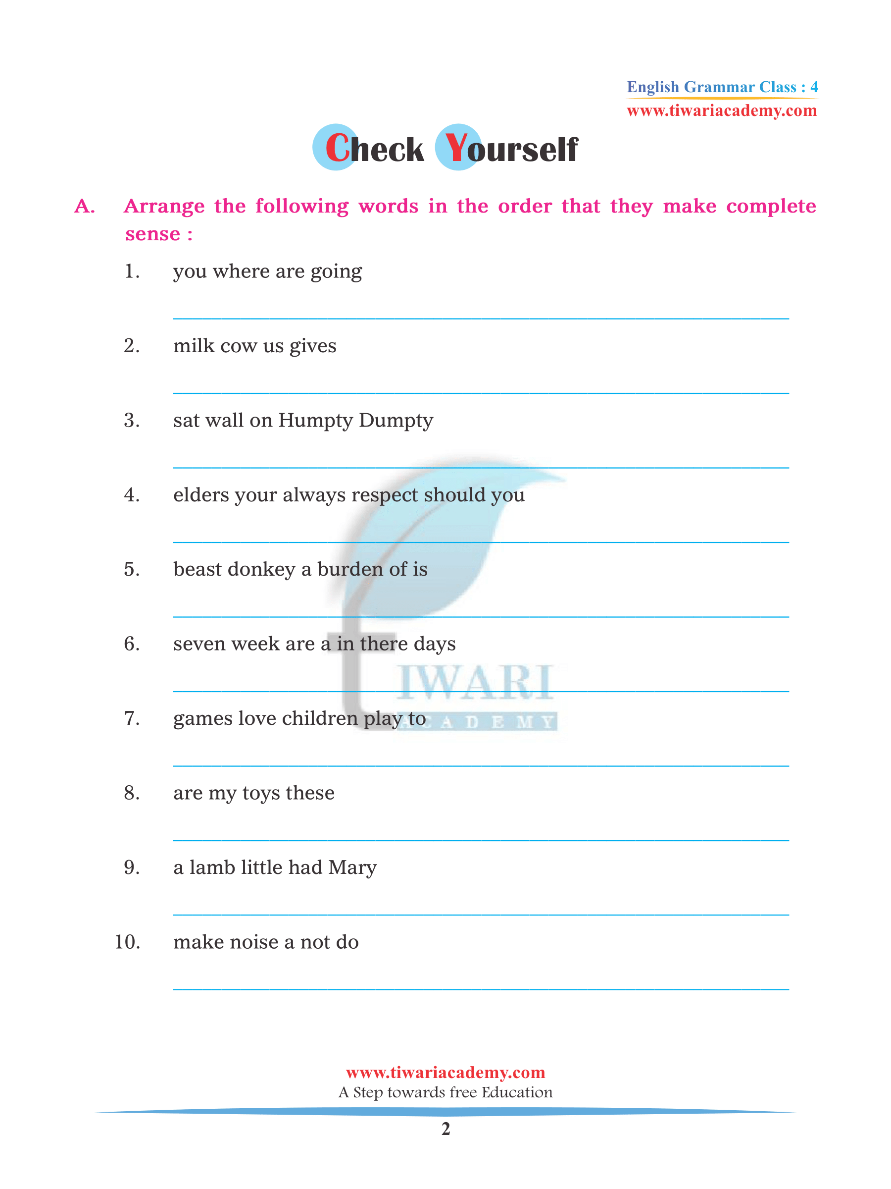 Grade 4 Grammar Worksheets K5 Learning Articles For Class 4 Worksheet