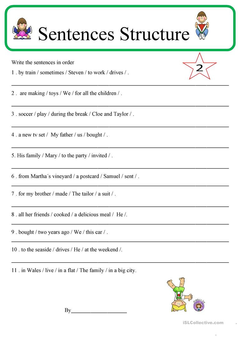 High School Sentence Structure Worksheets