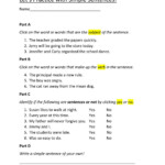 Identifying Subjects And Verbs Worksheet