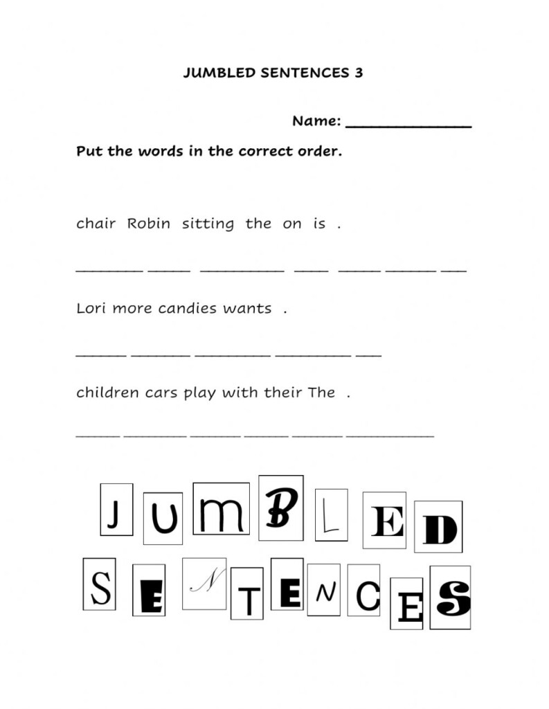 Jumbled Sentences 3 Worksheet