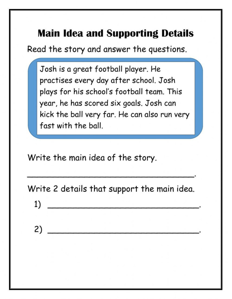 Main Idea With Supporting Details Worksheet In 2022 Main Idea 