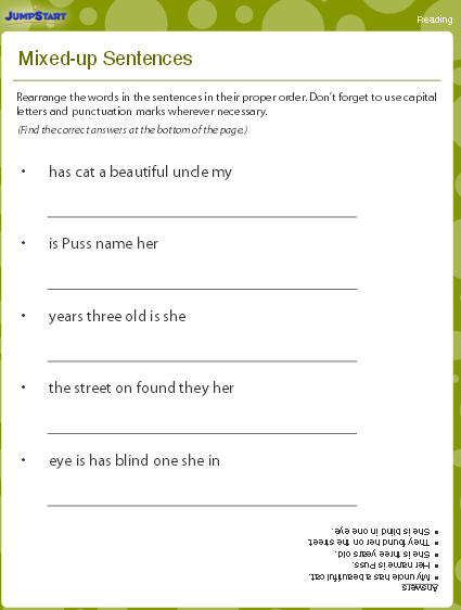 Mixed Up Sentences Worksheet Download Education World