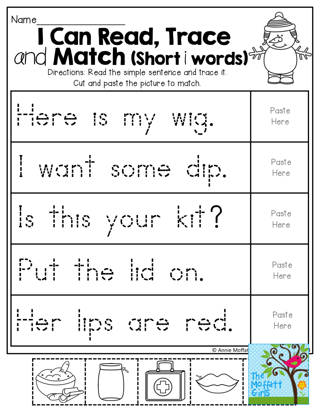 Read The Simple Sentence TRACE It And Cut And Paste The Picture To