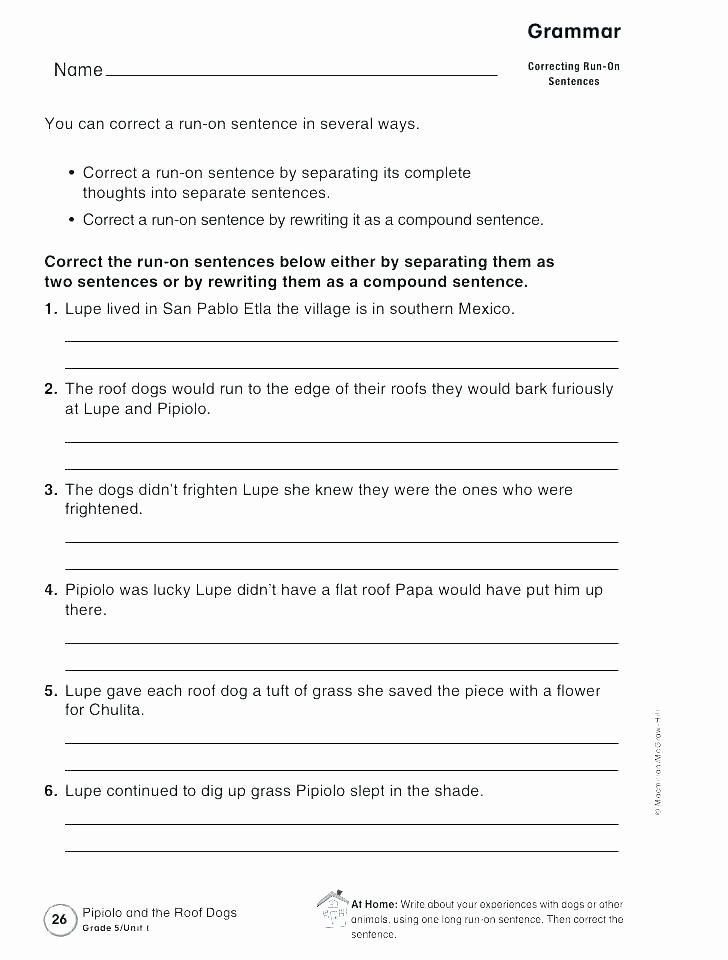 Run On Sentence Worksheet 8th Grade Worksheeta