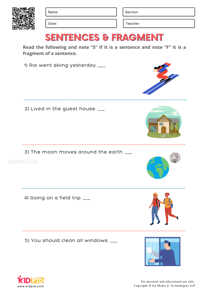Sentence And Fragment Printable Worksheets For Grade 2 Kidpid