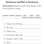 Sentence And Not Sentence Worksheet