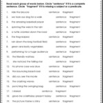 Sentence Or Fragment Worksheet