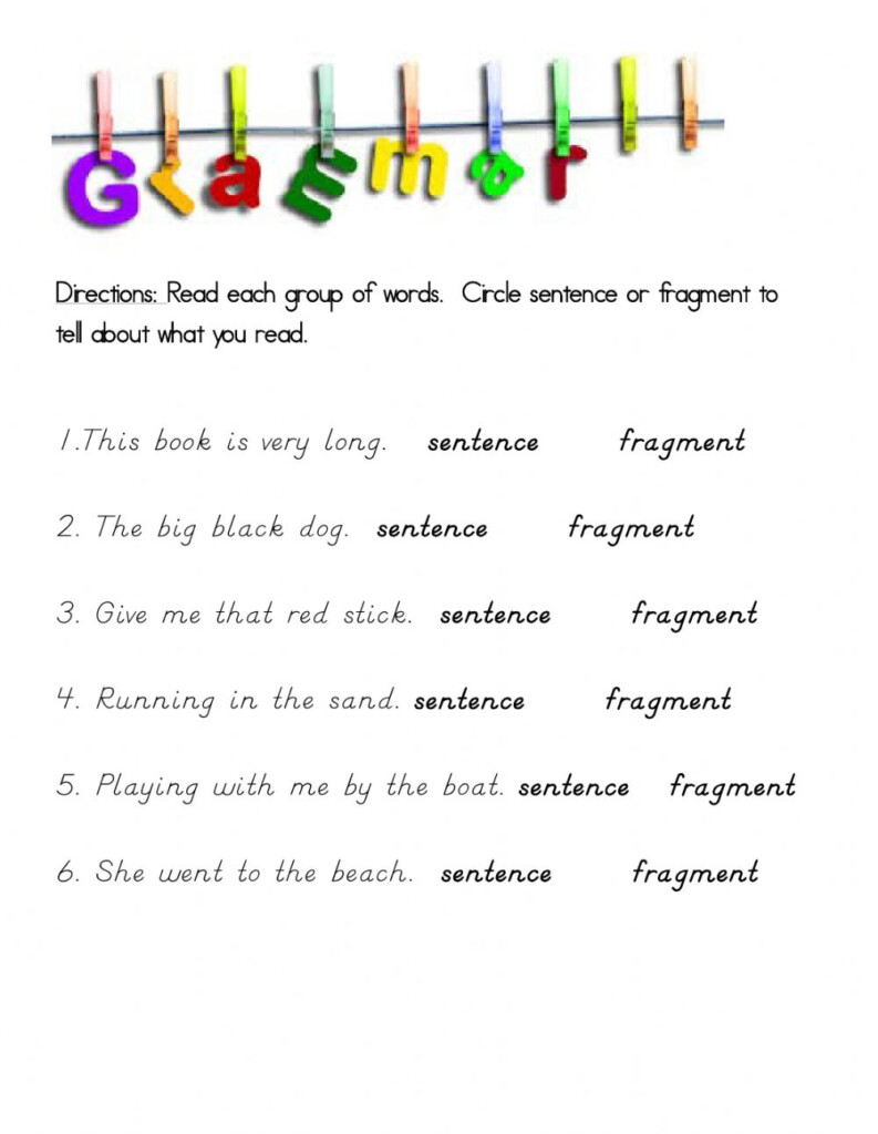 Sentence Or Not A Sentence Worksheet