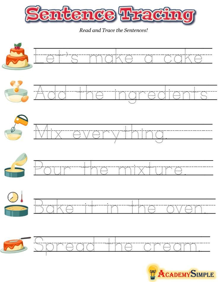 Sentence Tracing Activity Worksheet 5 English Writing Grade 1
