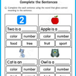 Sentences For Grade 1