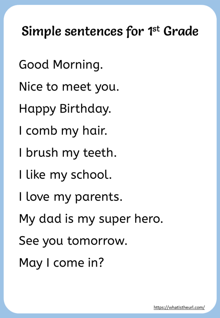 Simple sentences for grade 1 Your Home Teacher