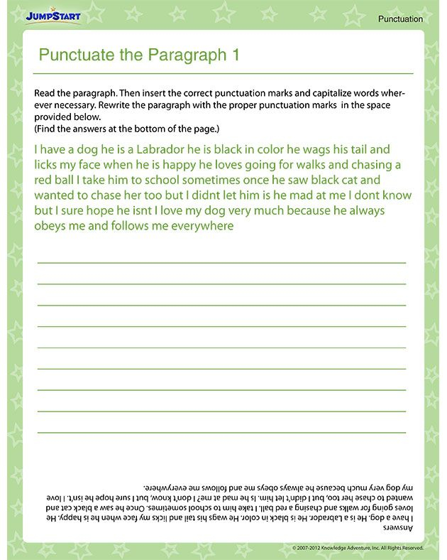 Students Will Read The Paragraph Looking Of The Missing Punctuation And