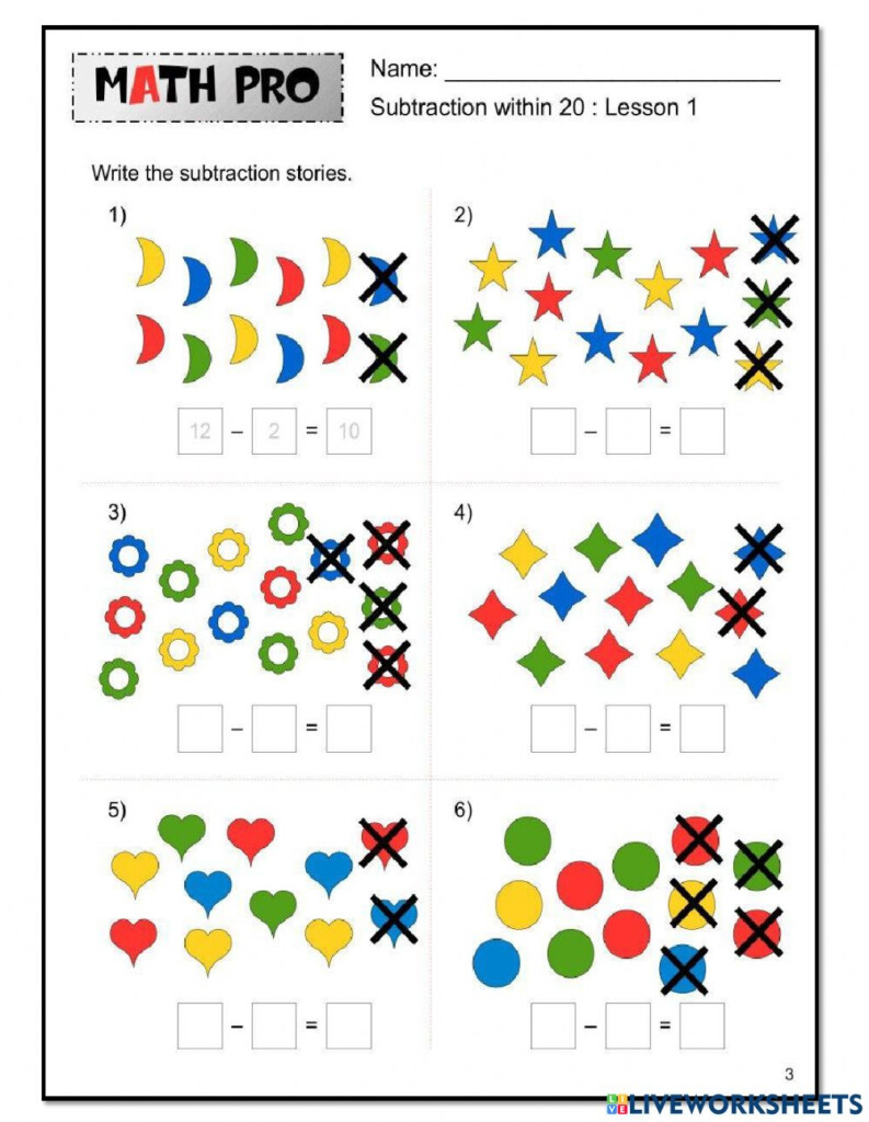 Subtraction Number Sentence Worksheet