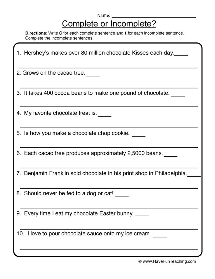 Writing Resources Have Fun Teaching Incomplete Sentences Sentence