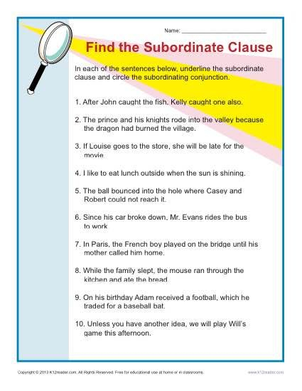 13 Dependent Clause Worksheet Thomathomastallworth