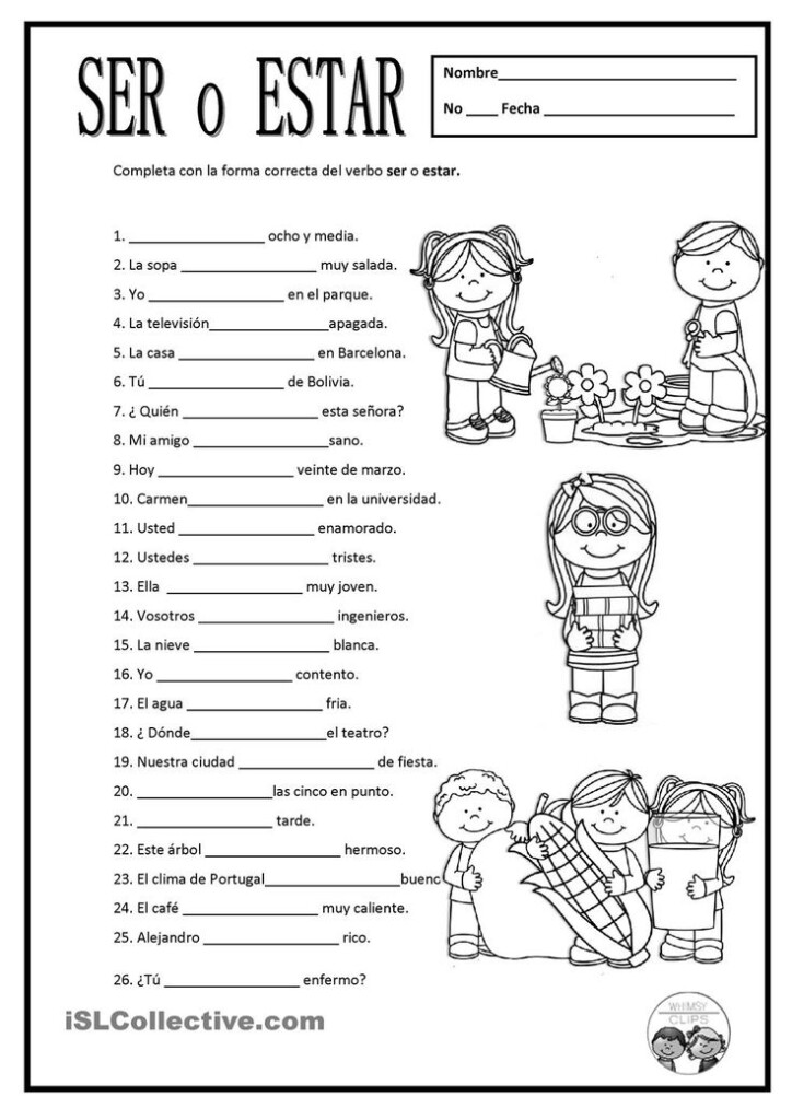 14 Ser Vs Estar Printable Worksheets Worksheeto