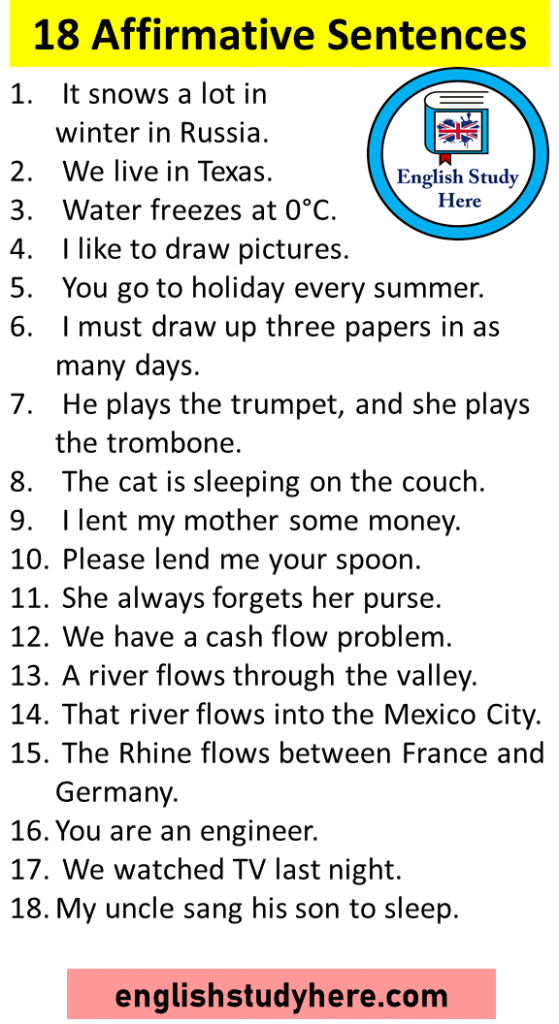 18 Affirmative Sentences Examples Of Affirmative Sentences English