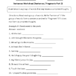 5th Grade Sentence Fragment Worksheets With Answer Key Kidsworksheetfun