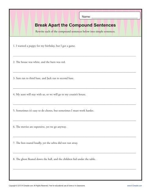 8th Grade Sentence Structure Worksheets Worksheets Master