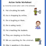Action Verbs Worksheets For Grade 1 Your Home Teacher