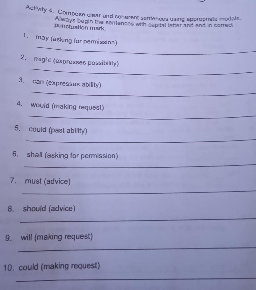 Activity 4 Compose Clear And Coherent Sentences Using Appropriate 
