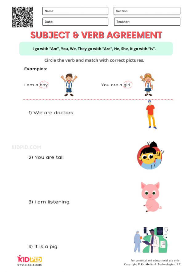 Agreement Of Subjects Verb Printable Worksheets For Grade 2 Kidpid