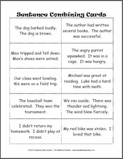 Combining Sentences Worksheet