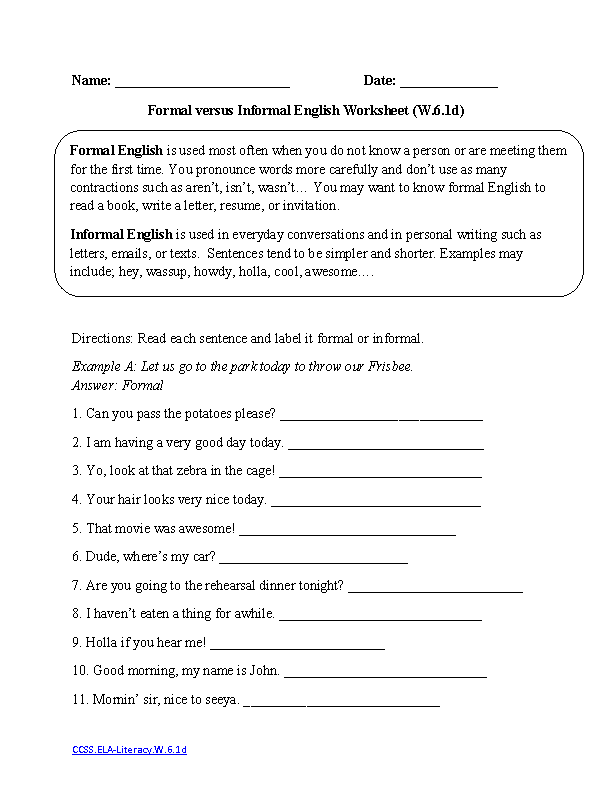 Complete Sentence Worksheet 6Th Grade