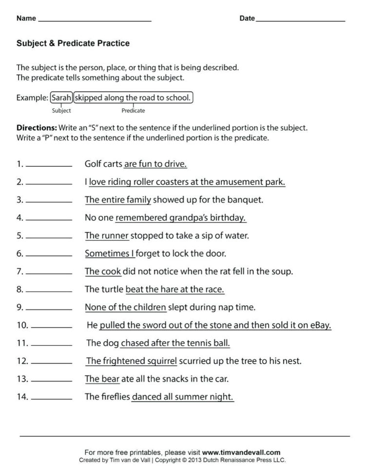 Compound Subject And Compound Predicate Worksheets With Answers Db