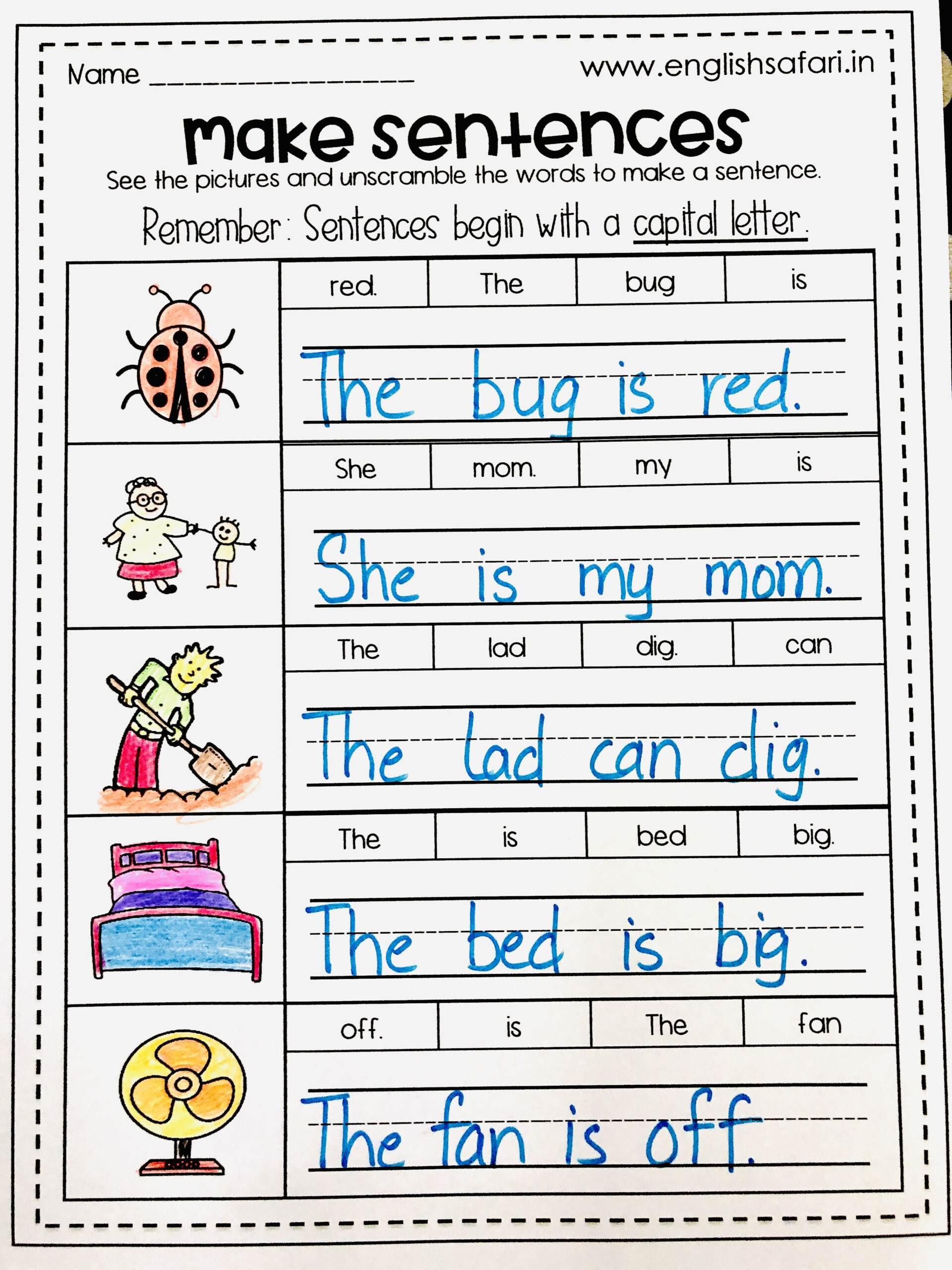 Copying Sentences Worksheets Writing Sentences Sentences