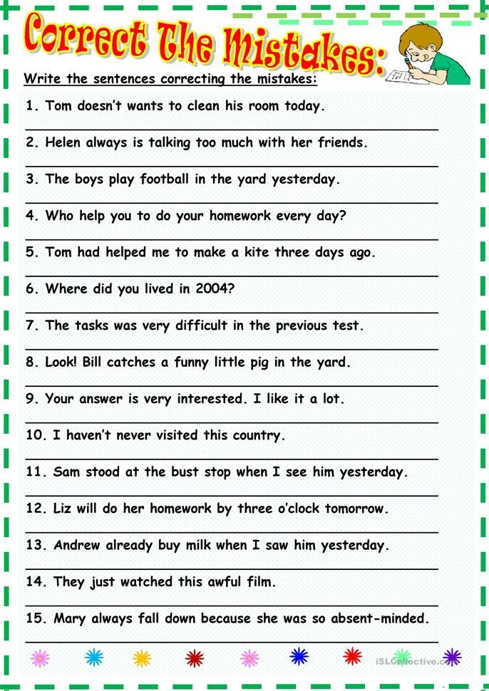 Correct The Sentences Exercises With Answers