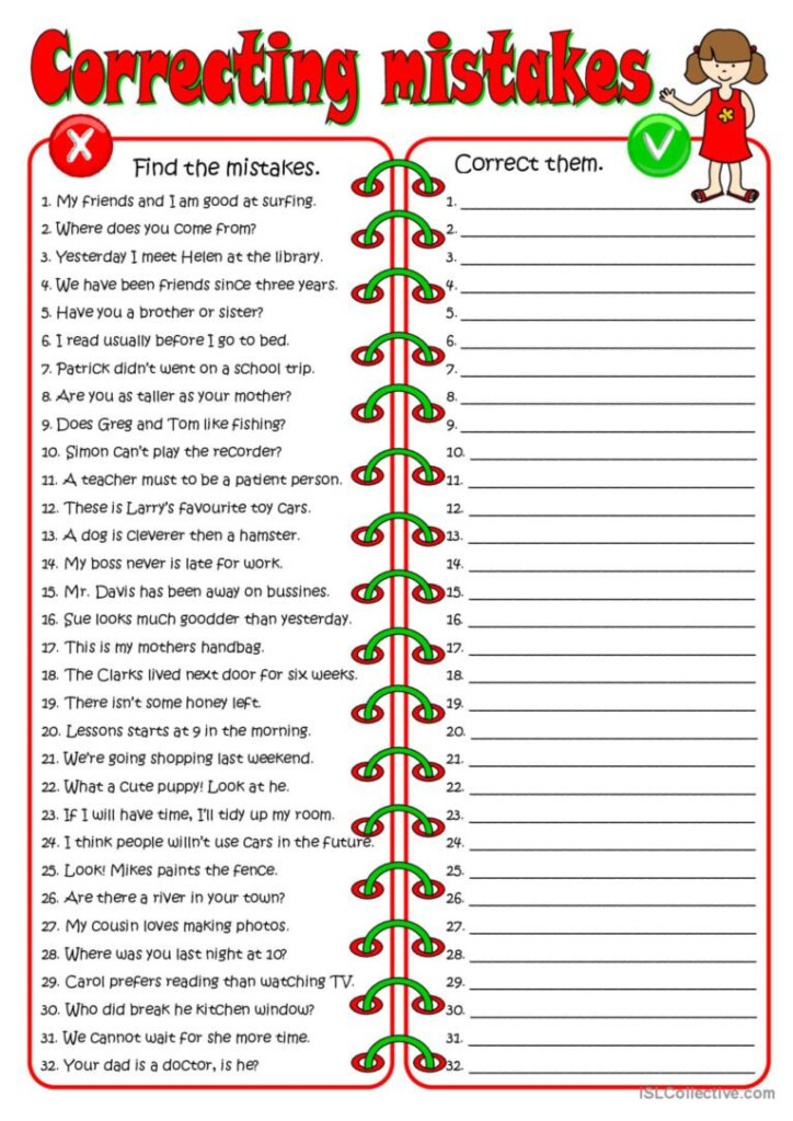 Correcting Mistakes English ESL Worksheets Pdf Doc