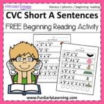 CVC Short A Sentences Beginning Reading And Phonemic Awareness