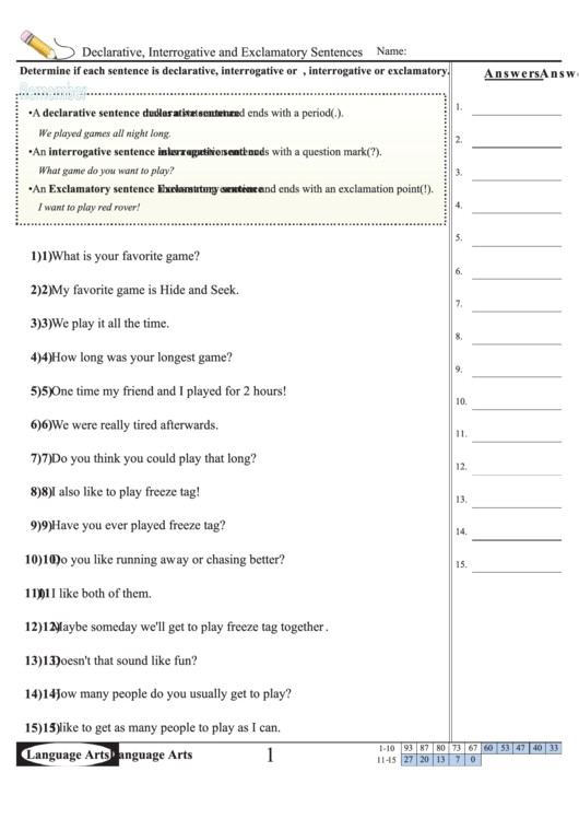 Declarative Interrogative And Exclamatory Sentences Worksheet