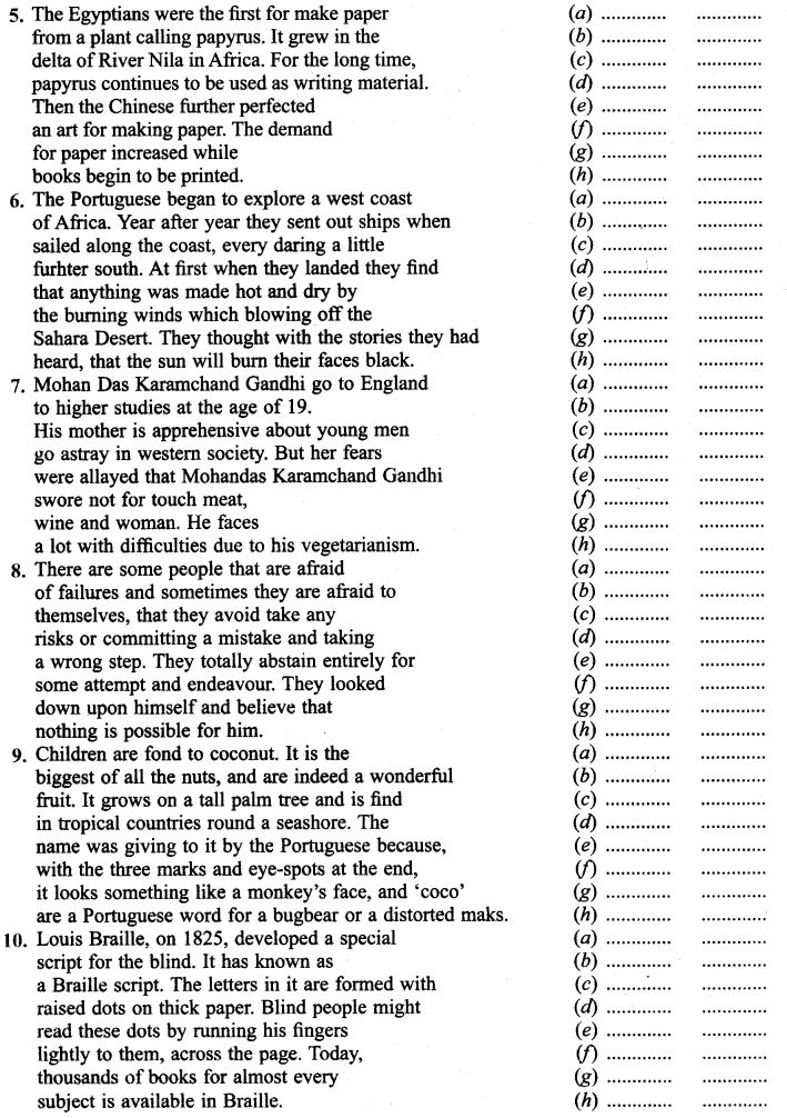 Editing Exercises For Class 9 CBSE With Answers Learn CBSE