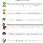 English Writing Sentence Tracing Worksheets Animals And Colors