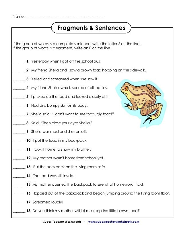 Fragments And Run Ons Worksheet With Answers
