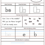 FREE High Frequency Word BE Printable Worksheet MyTeachingStation