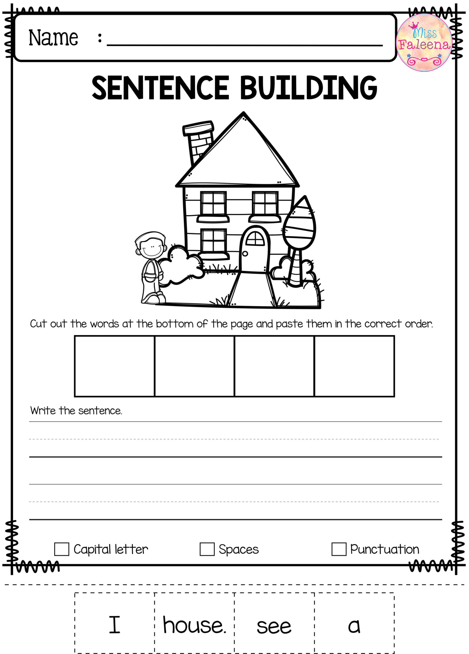 Free Sentence Building Kindergarten Writing Sentence Building
