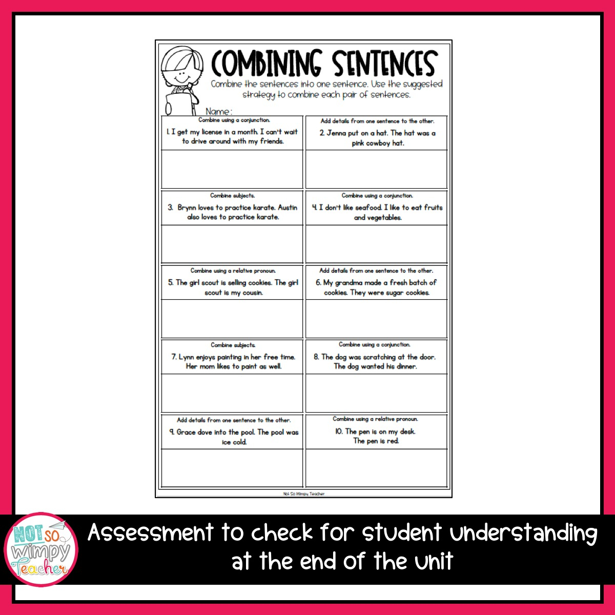 Grammar Fifth Grade Activities Combine Sentences Not So Wimpy Teacher