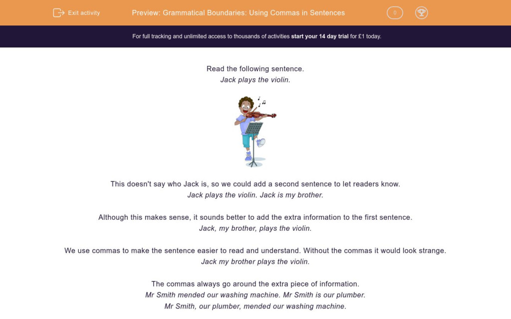 Grammatical Boundaries Using Commas In Sentences Worksheet EdPlace