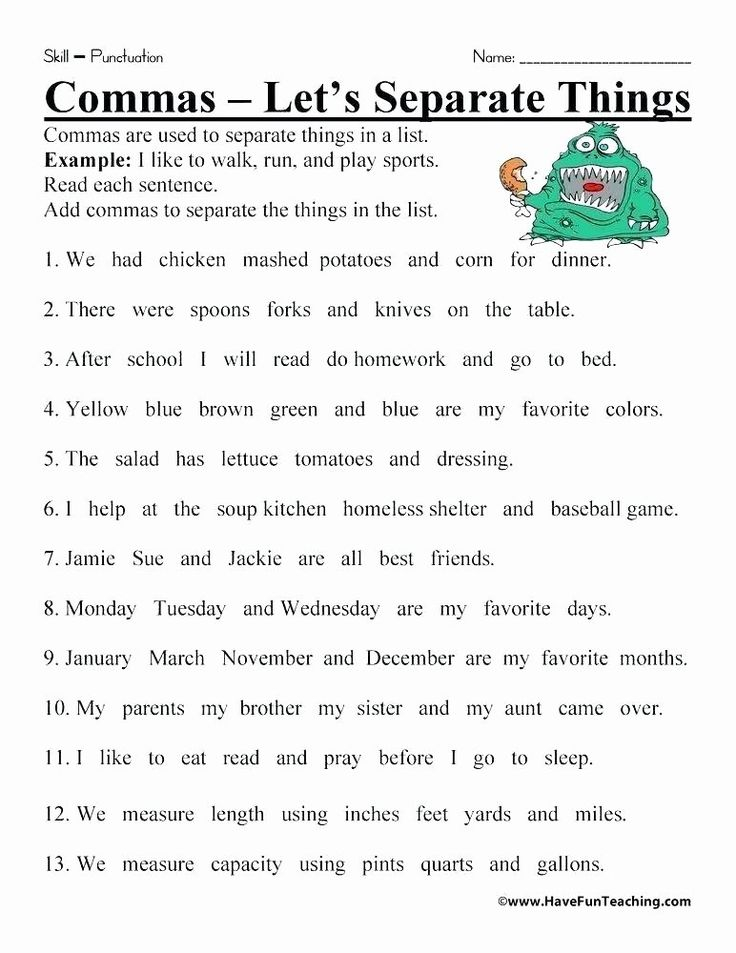 High School Punctuation Worksheets