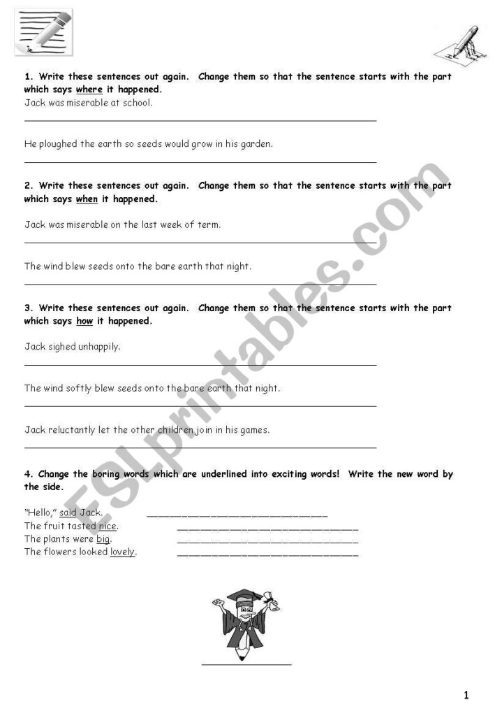 Improving Sentences Worksheet