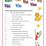 Interrogative Pronouns Worksheet 4th Grade