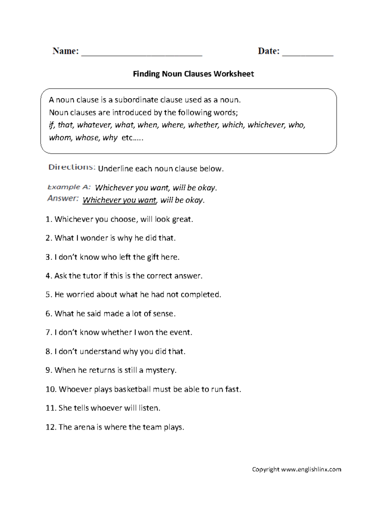 Noun Worksheets With Answers Pdf