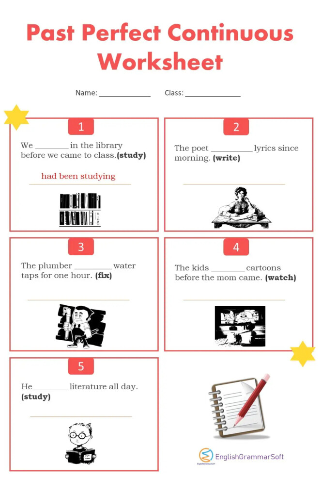 Past Perfect Continuous Tense Worksheet With Answers EnglishGrammarSoft
