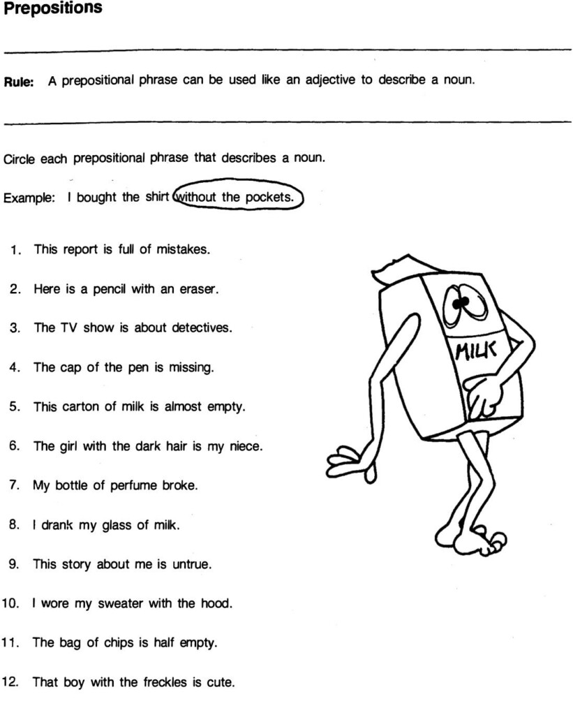 Prepositional Phrase Worksheet Pdf
