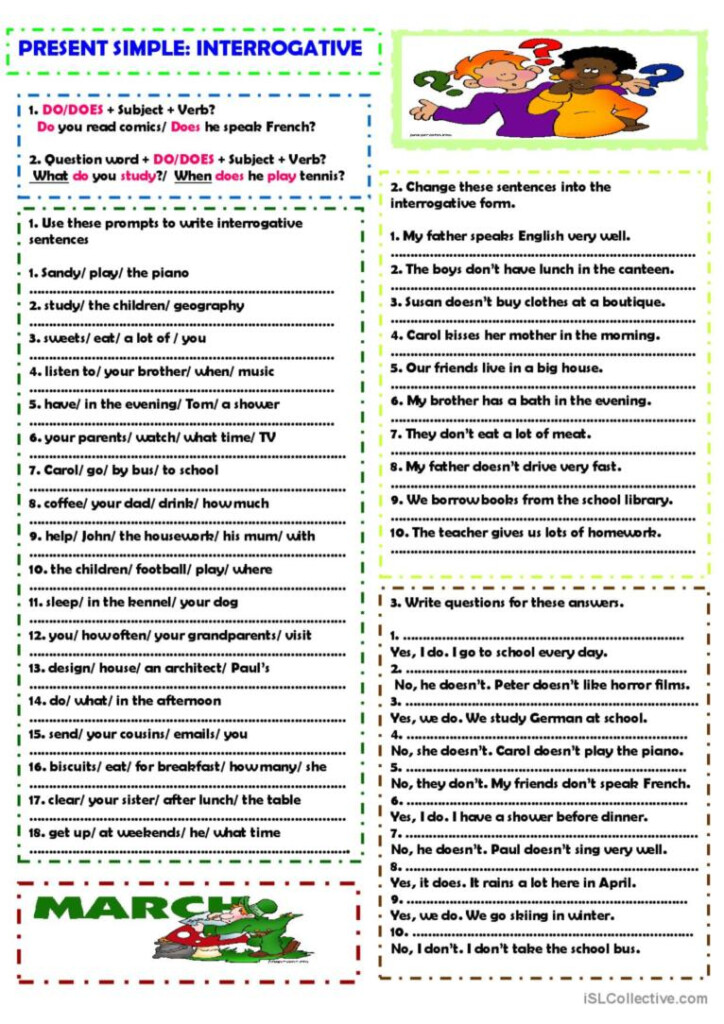 Present Simple Interrogative English ESL Worksheets Pdf Doc