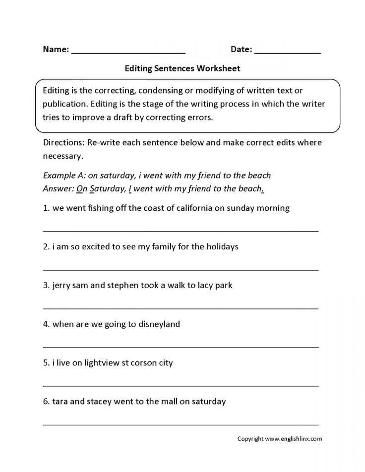 Printable Proof Reading Worksheet
