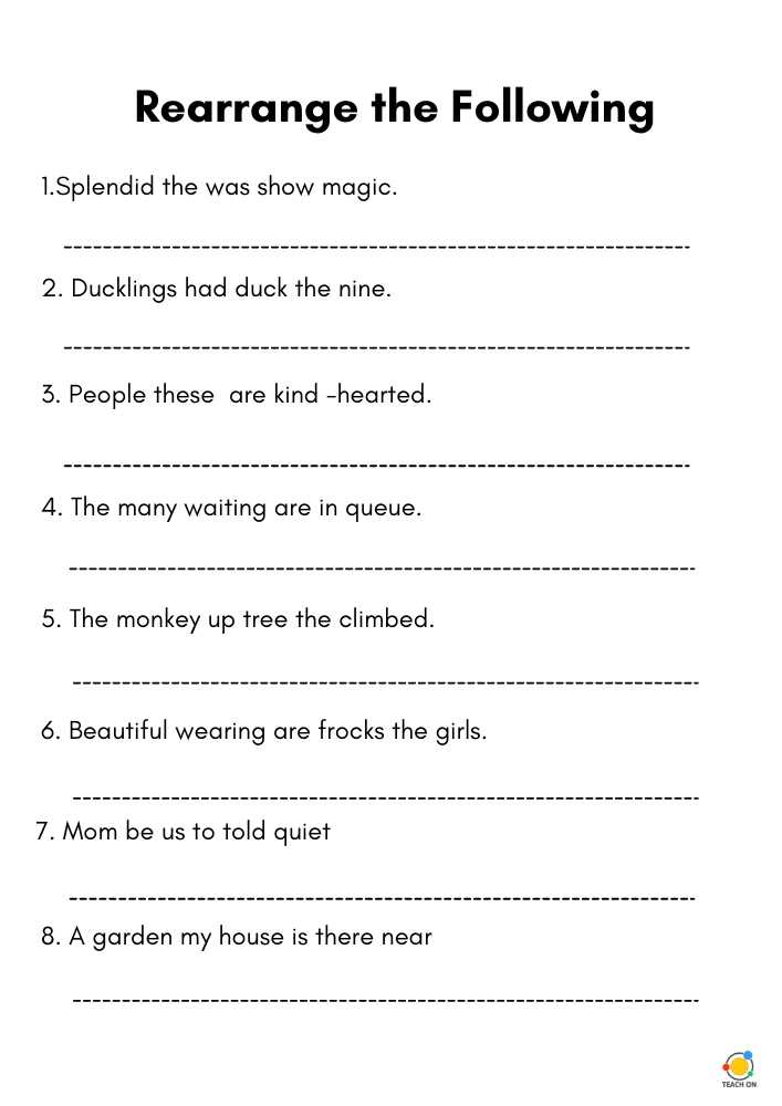 Rearrange The Sentence Grade 2 Grade 3 Teach On